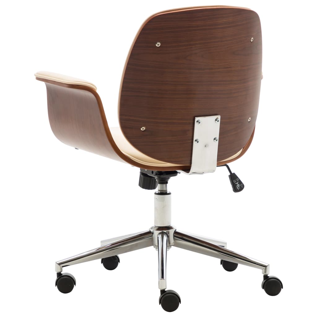 vidaXL Swivel Arm Chair Ergonomic Office Chair Bent Wood and Faux Leather