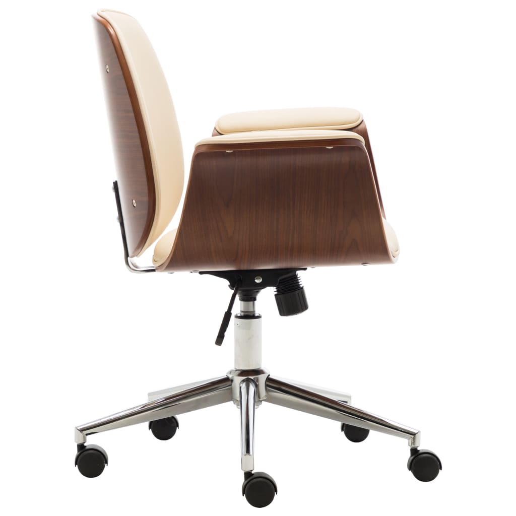 vidaXL Swivel Arm Chair Ergonomic Office Chair Bent Wood and Faux Leather